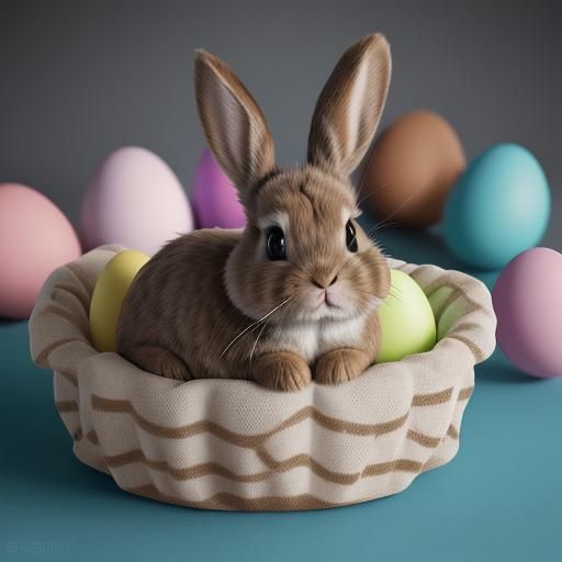 Chocolate Easter Bunny in Bed: Hyperrealistic Concept Art