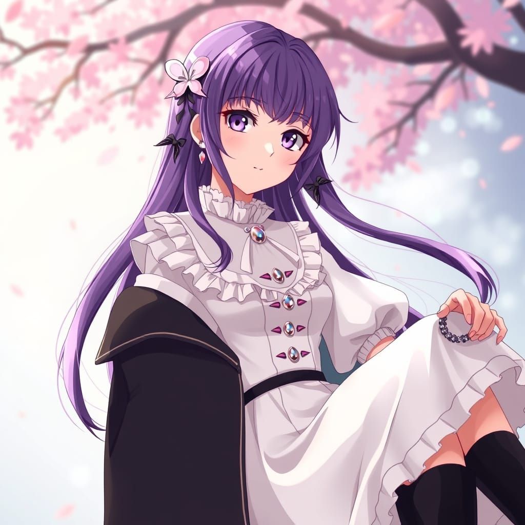 Anime Woman in Victorian Dress, Manga-Inspired Style