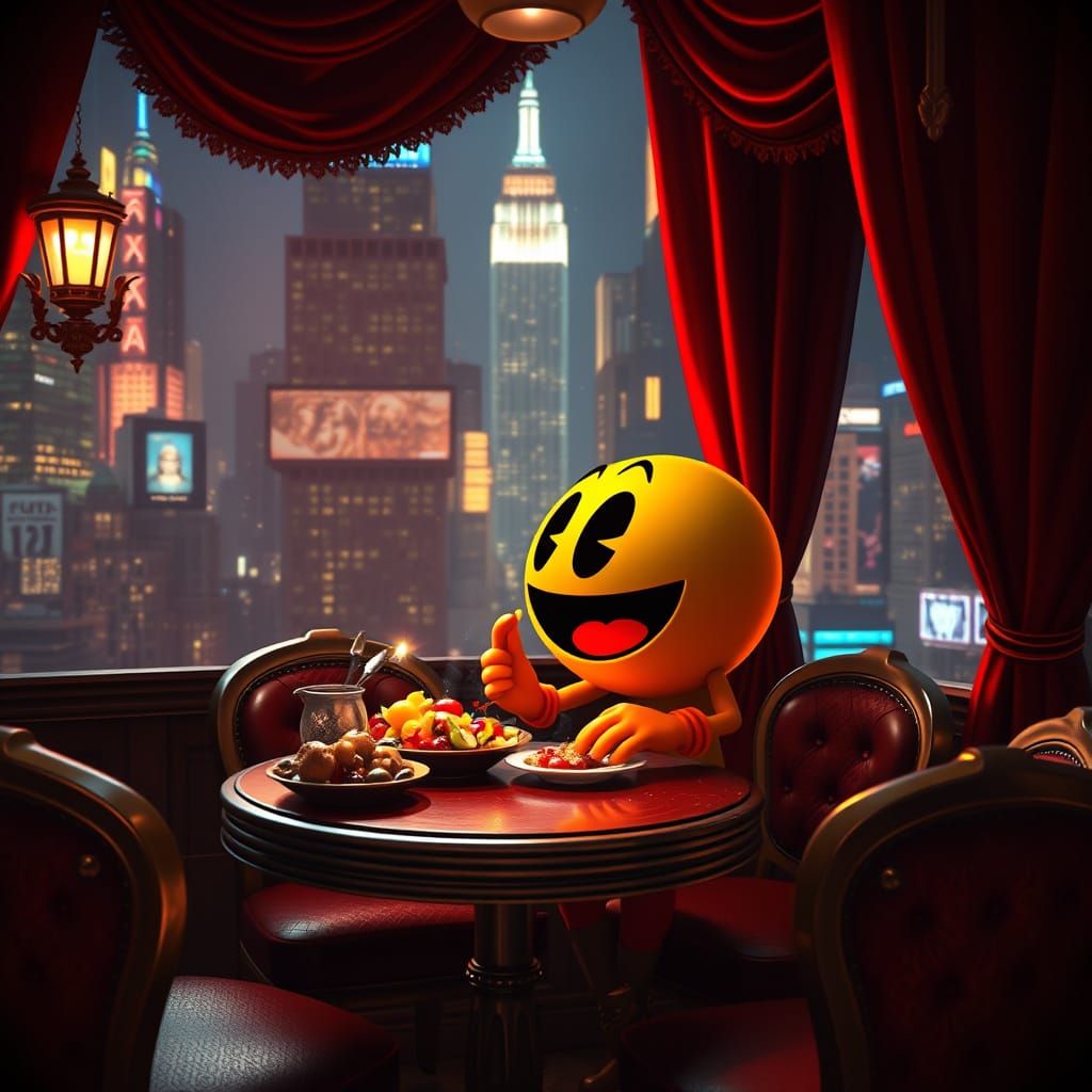 Epic Pac-Man NYC Cafe Scene