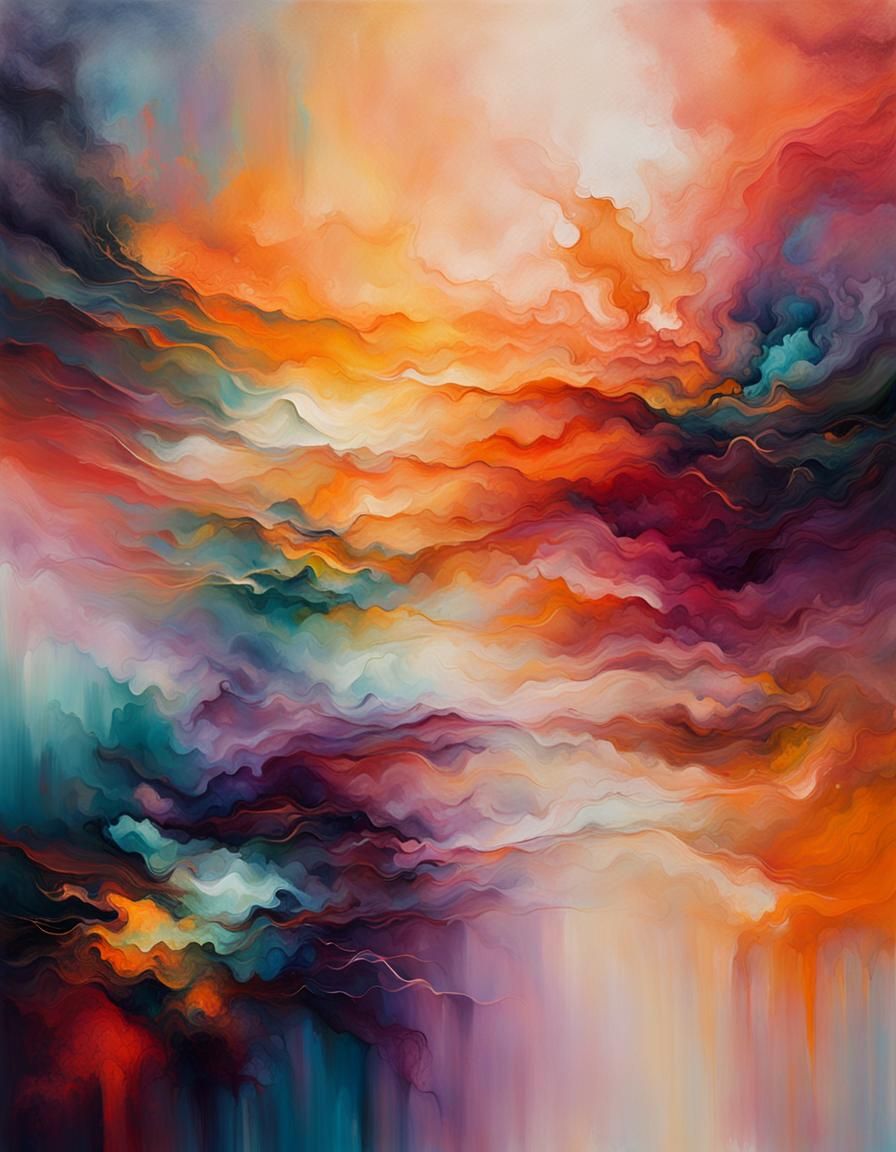Dreamy Abstract Painting in Pulsing Hues