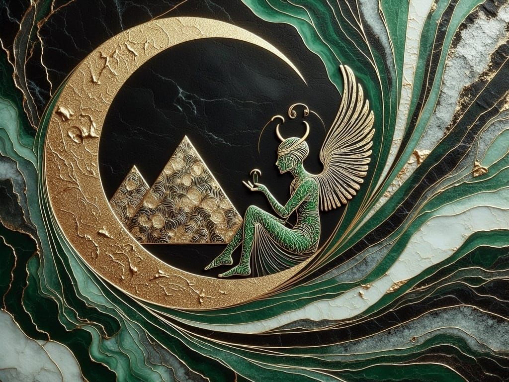 Luxurious Ancient Egyptian Pharaoh in Gold and Emerald
