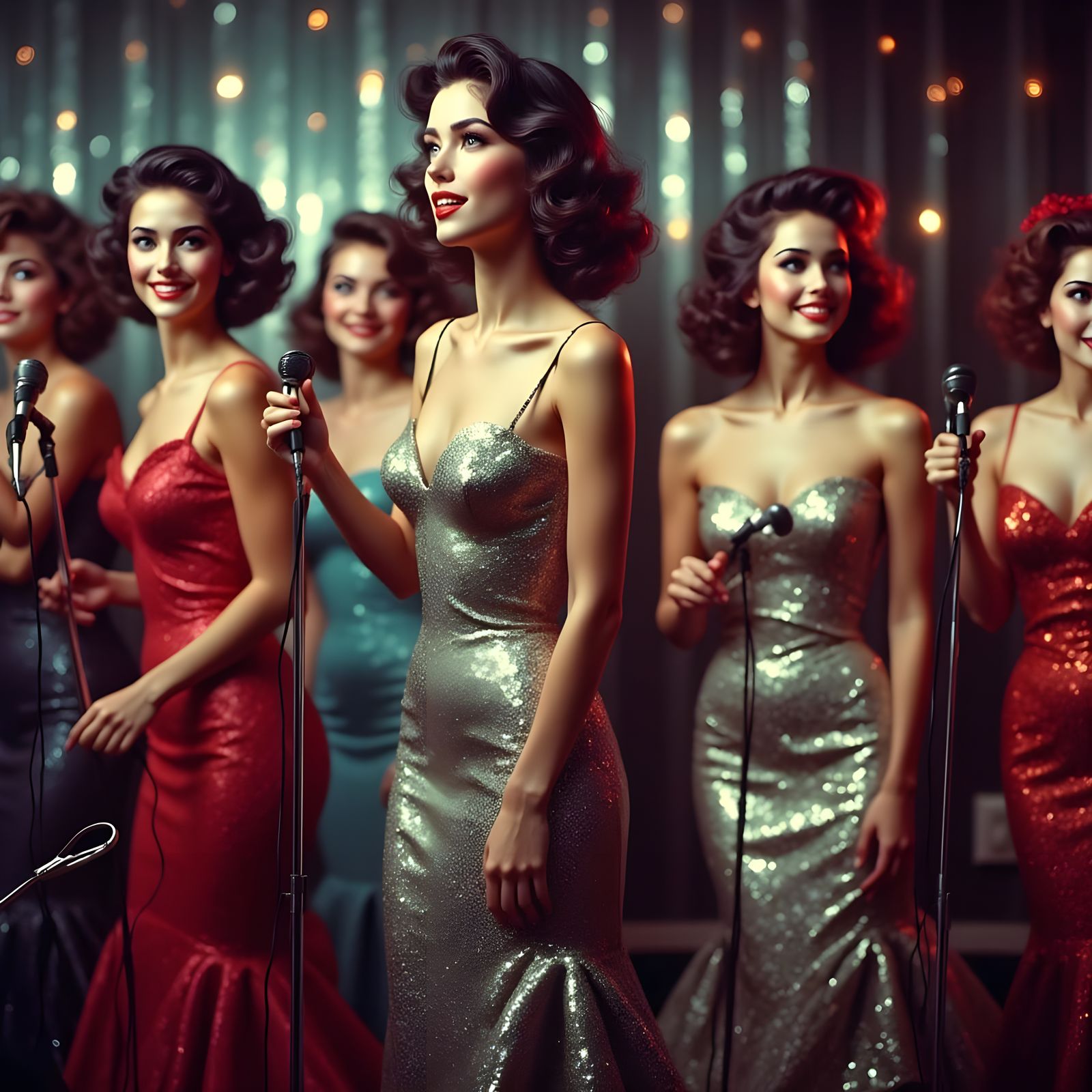 Sirens of the 50s: A Glamorous Rock-and-Roll Girl Band
