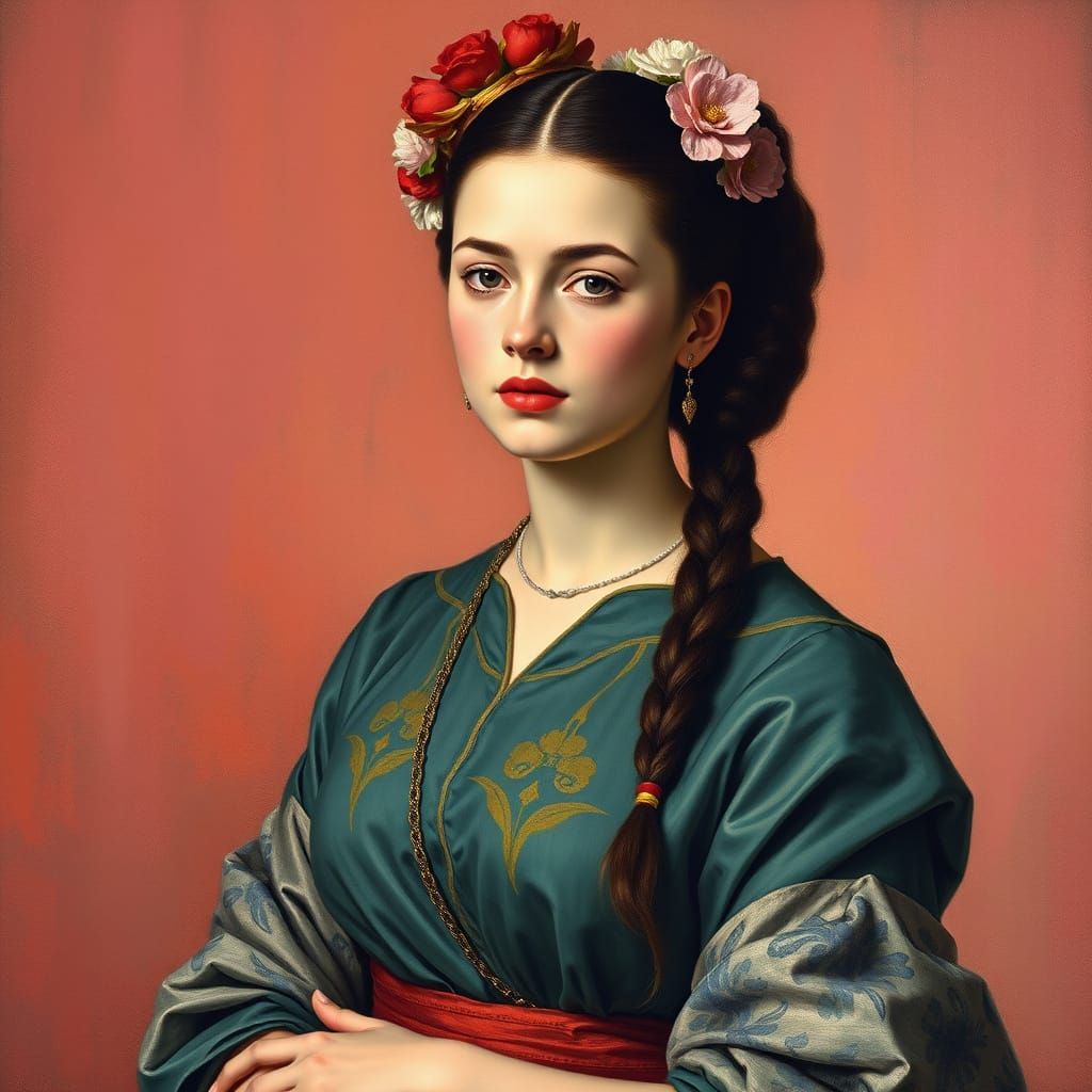 Beautiful Female Portrait in Impressionist Style