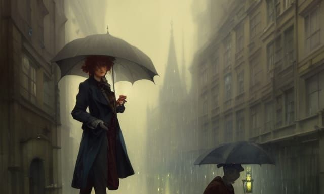 Sherlock Holmes Inspired Woman in Low Lit Cityscape