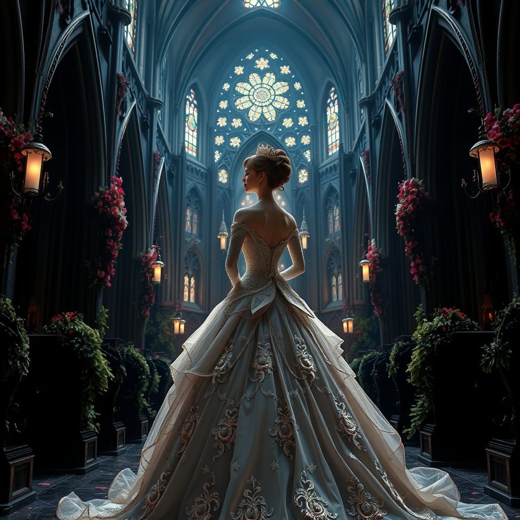 Victorian Gothic Disney Princess in Mystical Church