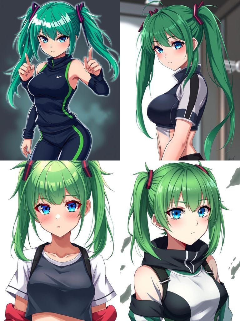 Akane, a Mysterious Young Girl with Green Hair and Blue Eyes...