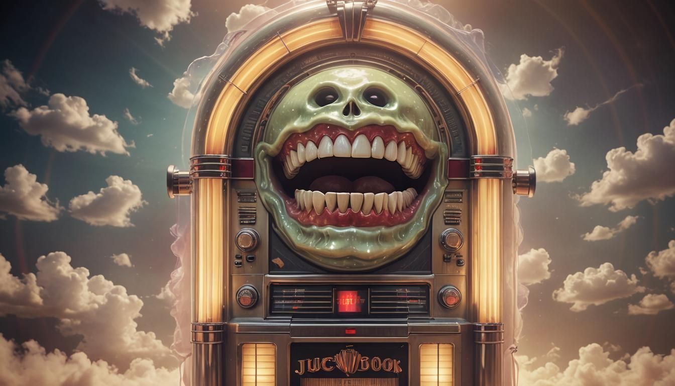 Jukebox with just ectoplasm teeth 10 layers optimize layering still motion effect 2d-3d effect 4k high contrast