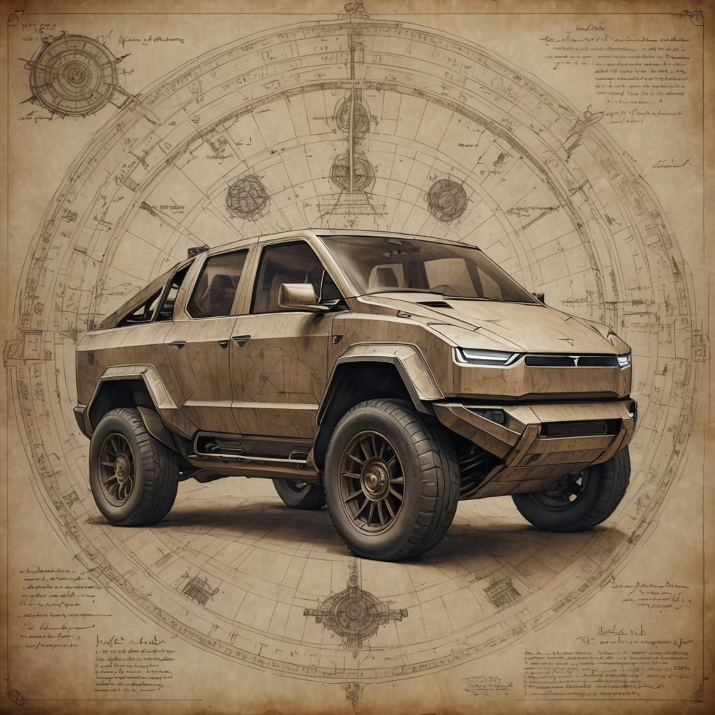 Cybertruck, by Leonardo da Vinci