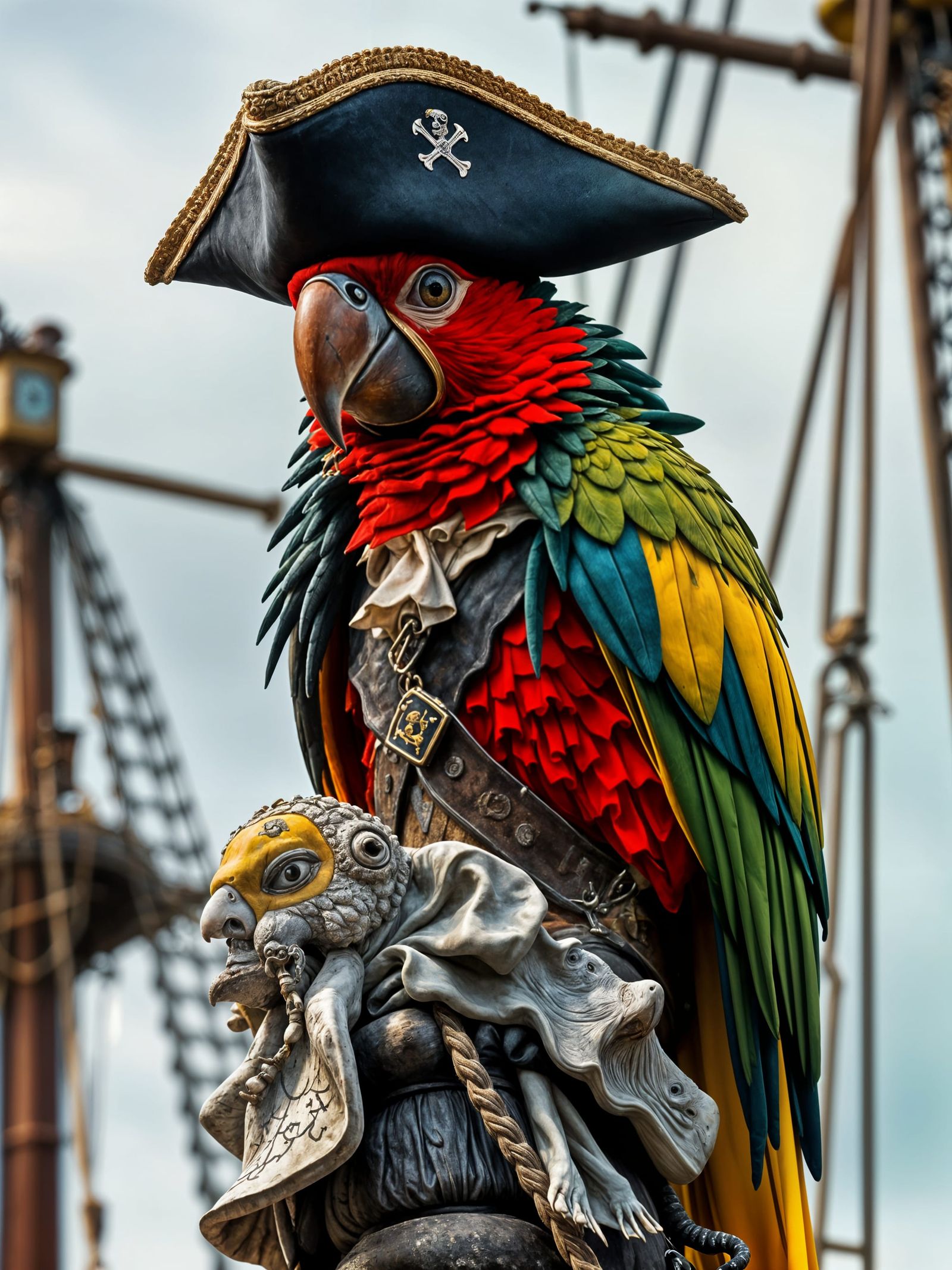 Pirate Parrot Figurehead in 17th Century Style