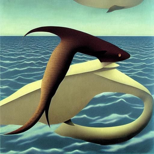 Surreal Sleepwalking Shark Wags Tail: Dreamlike Art
