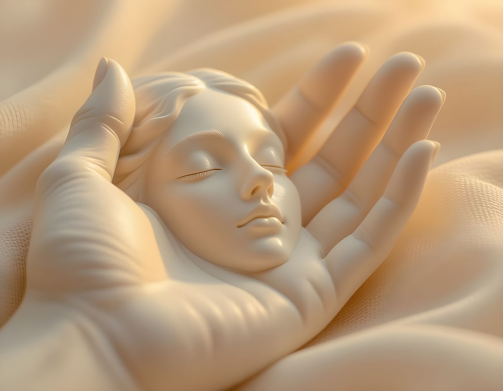 Hyper-Realistic Hand Revealing a Hidden Face Close-Up