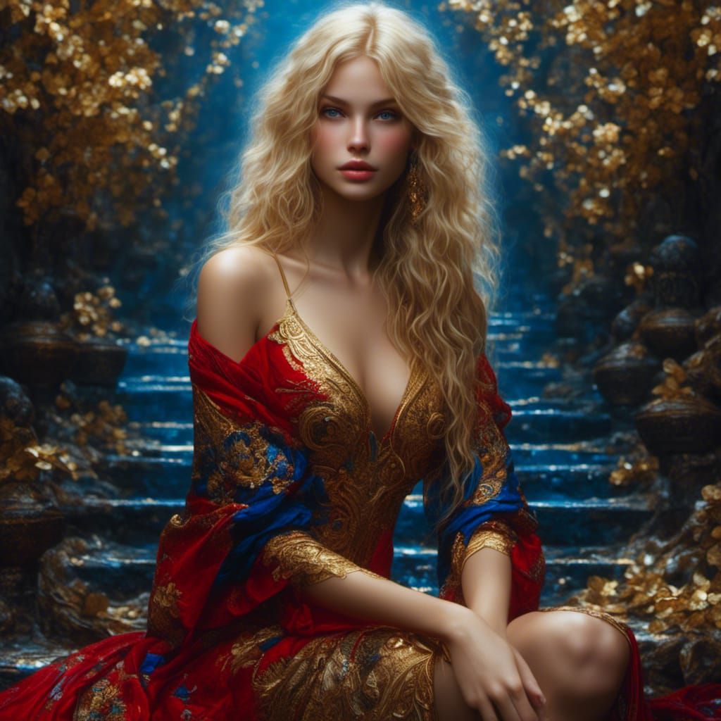 Beautiful Woman Portrait with Sandy Hair in Hyperrealism