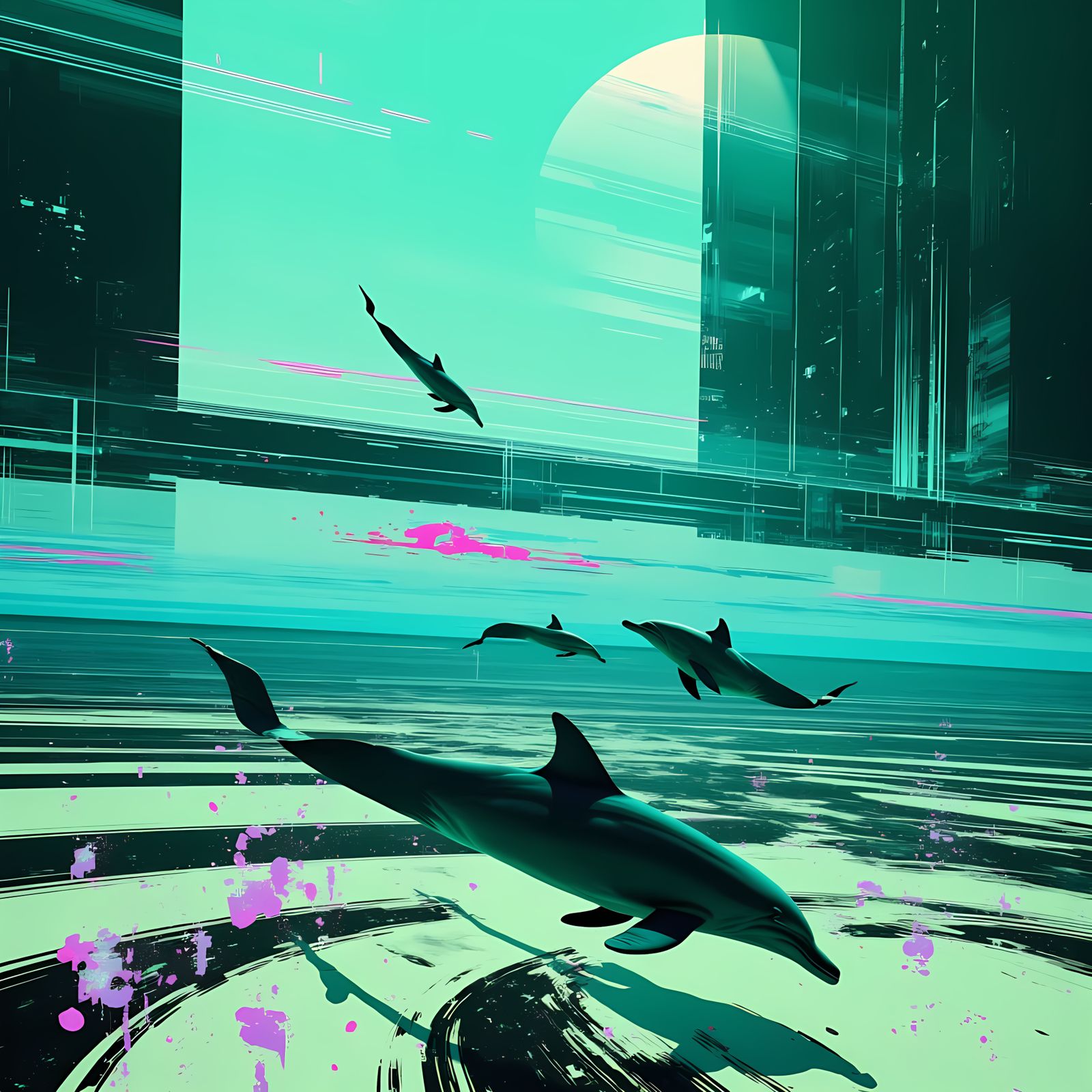 ECCO the Dolphin in a Futuristic Digital Art Style