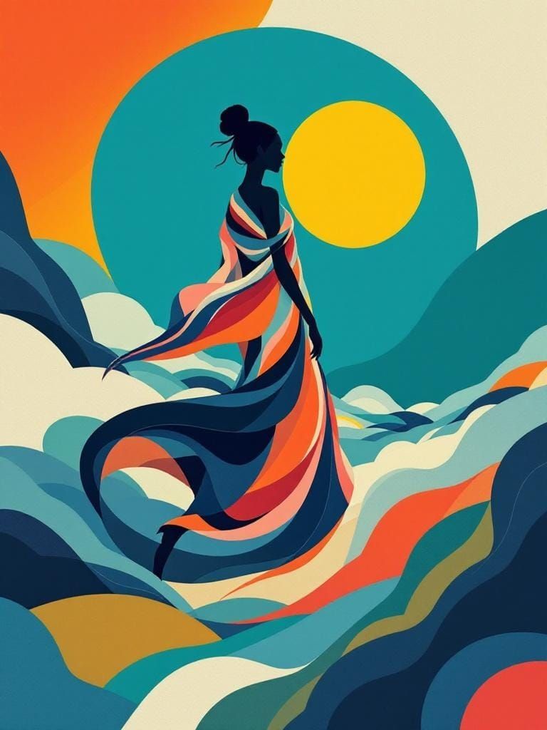 Geometric Silhouette in Swiss Modernist Style