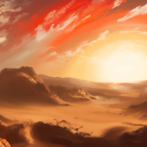 Dramatic Desert Sunrise Digital Matte Painting