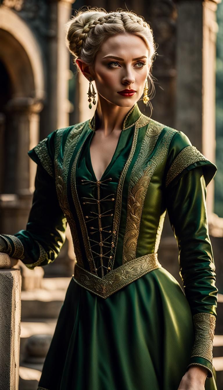 Half-elf in green dress