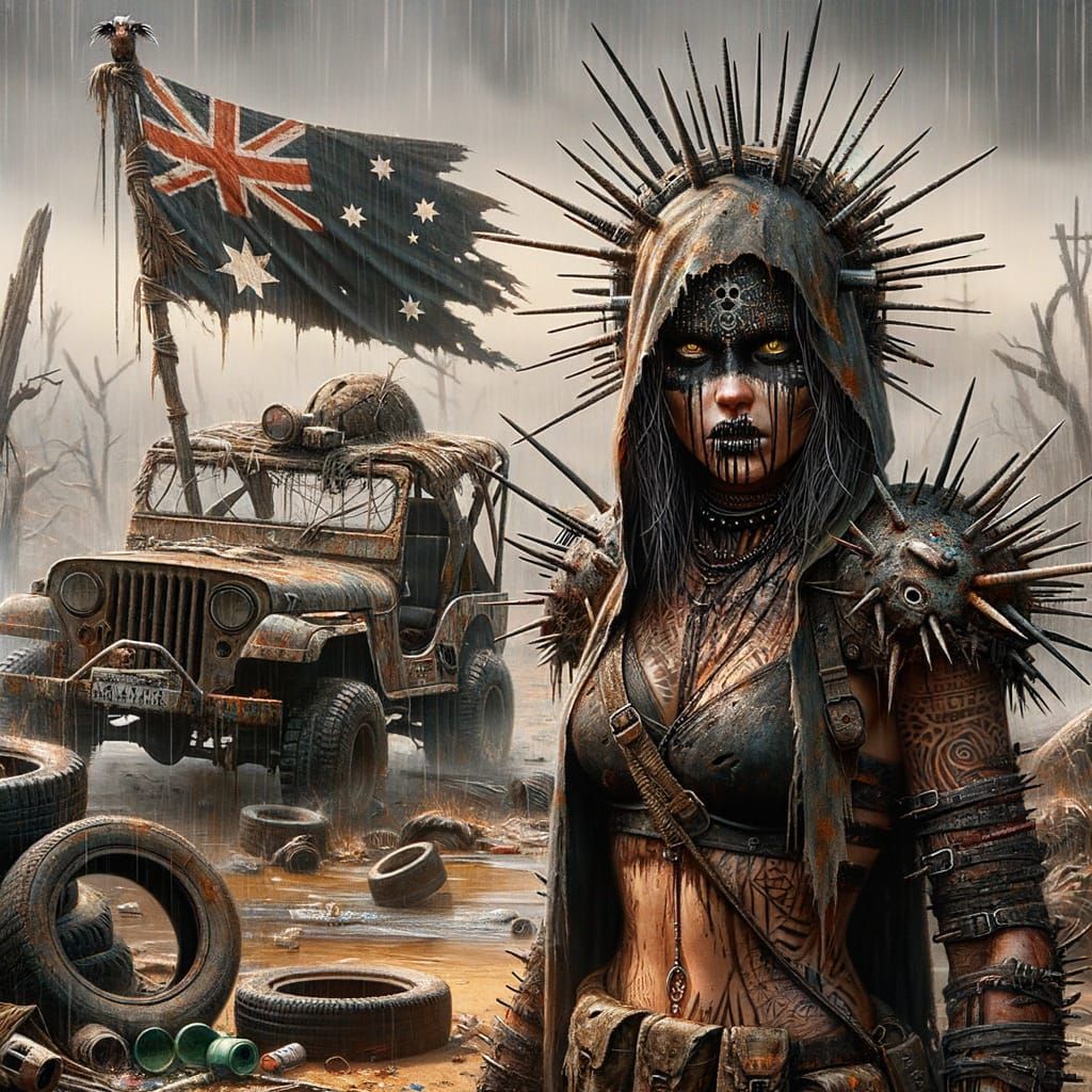 Post-Apocalyptic Renaissance: Indigenous Warrior in Desolati...