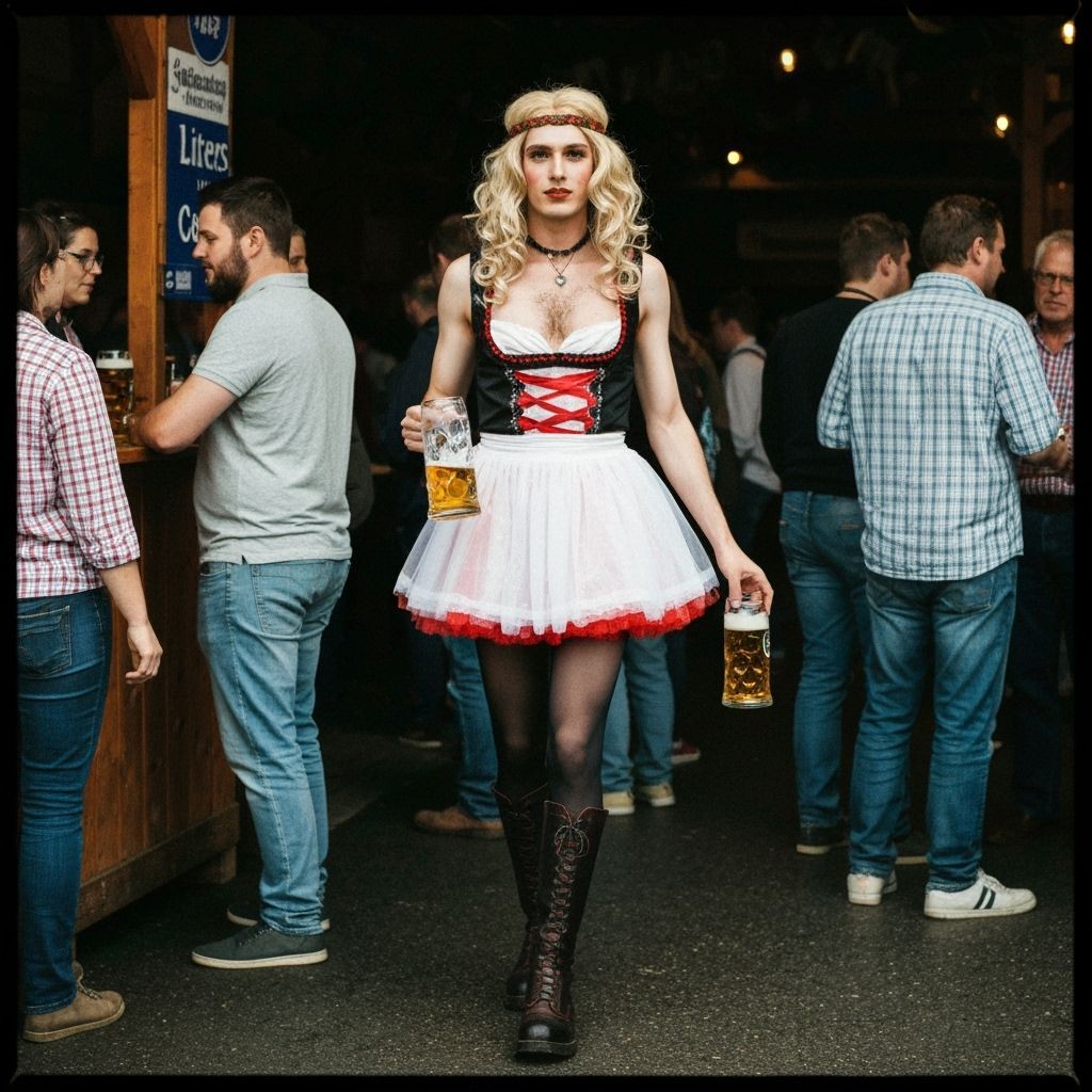 Cross-Dressing Performer at Oktoberfest in Dirndl