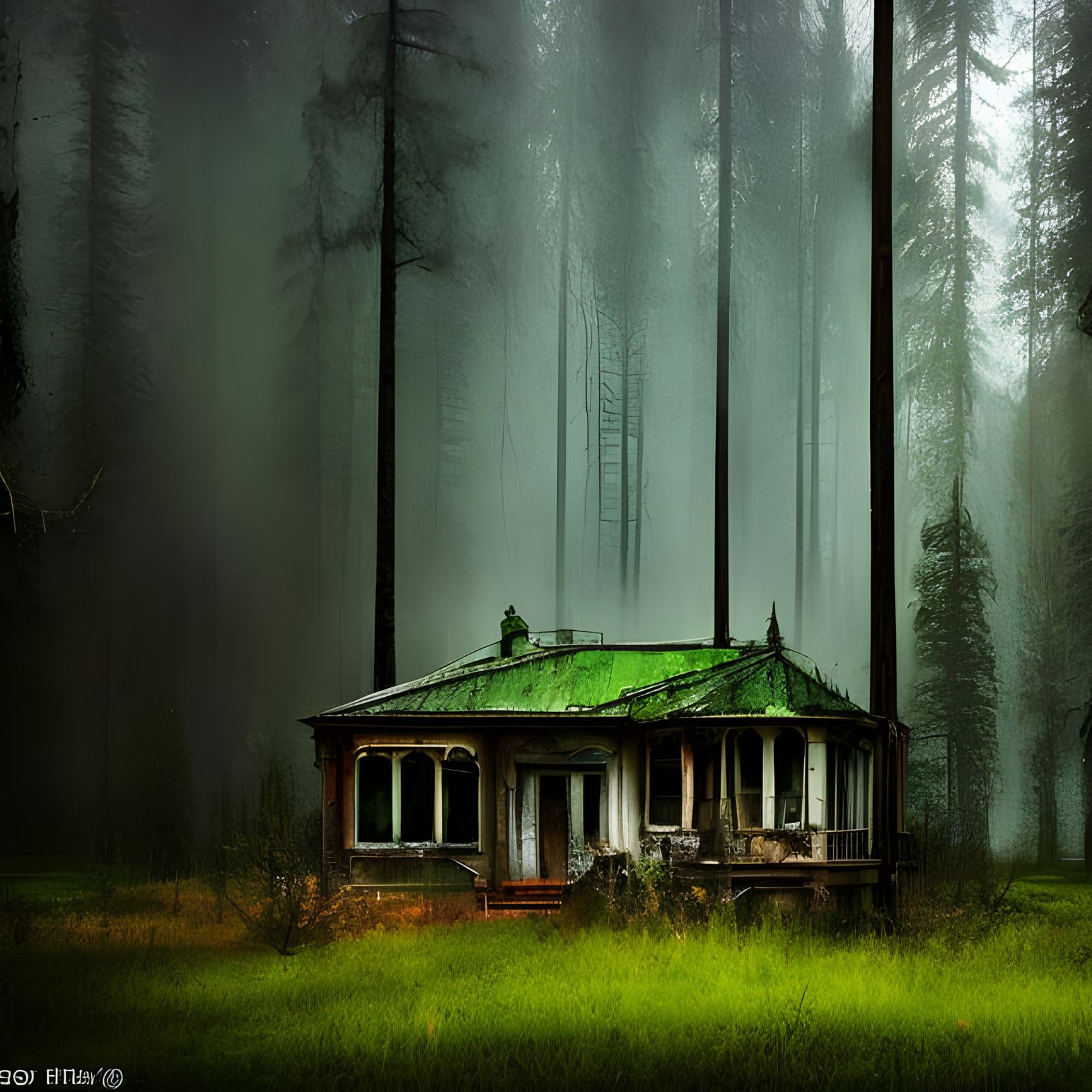 Eerie Abandoned Asylum in Misty Forest