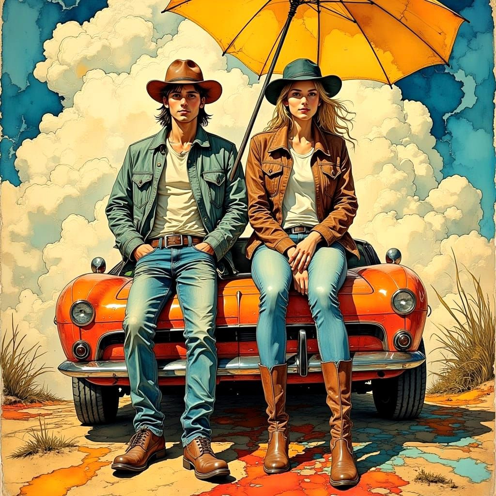 Nostalgic Village Green Memories in Neurographic Art