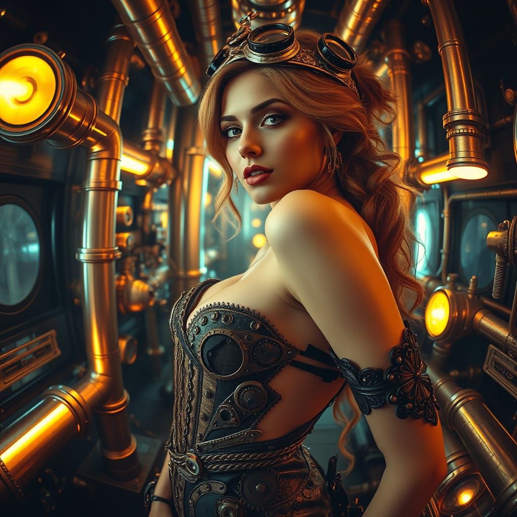 Steampunk Goddess in Elaborate Attire