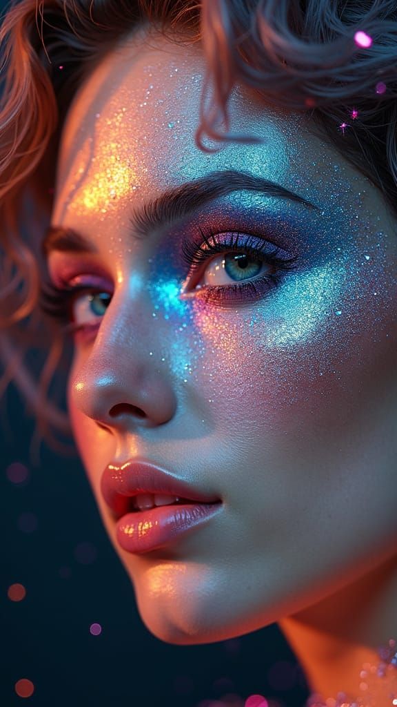 Glittering Triadic Portrait in Hyperrealism