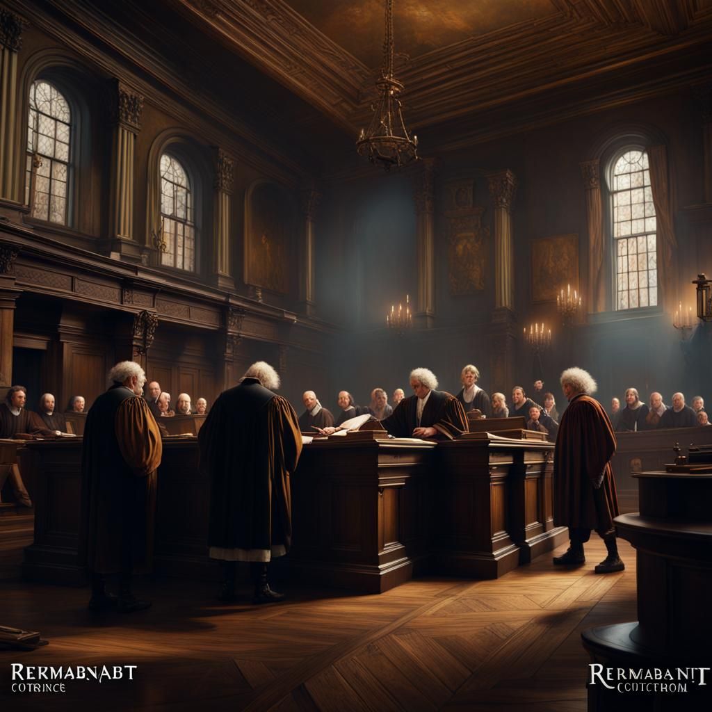 Courtroom Scene in Baroque Style