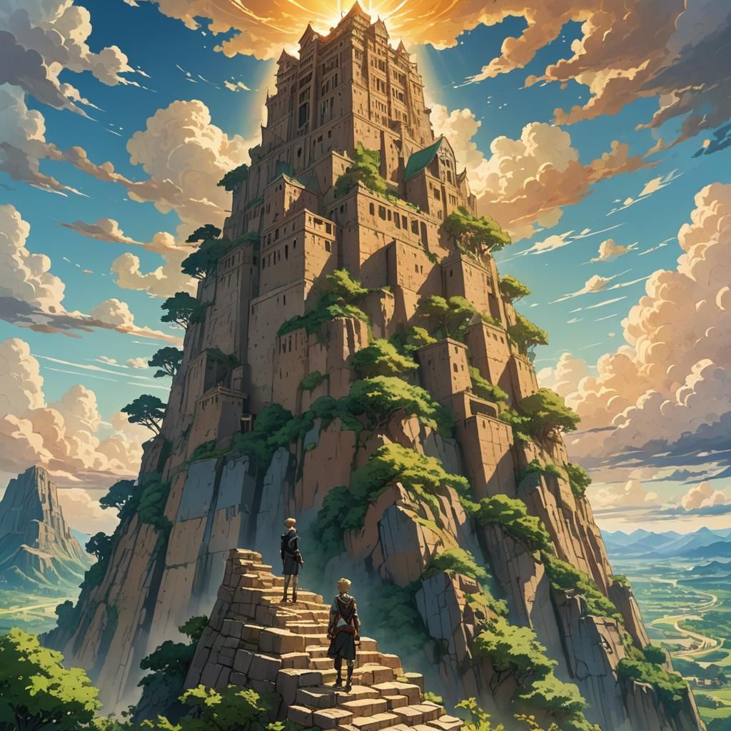 Olivier at Tower of Babel in Anime Style