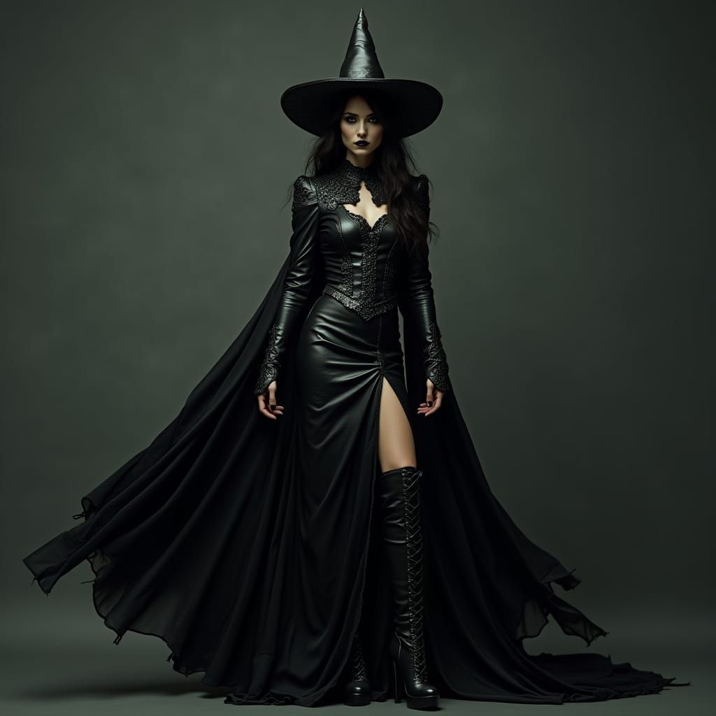 Gothic Wicked Witch in Victorian Dress, AI Portrait