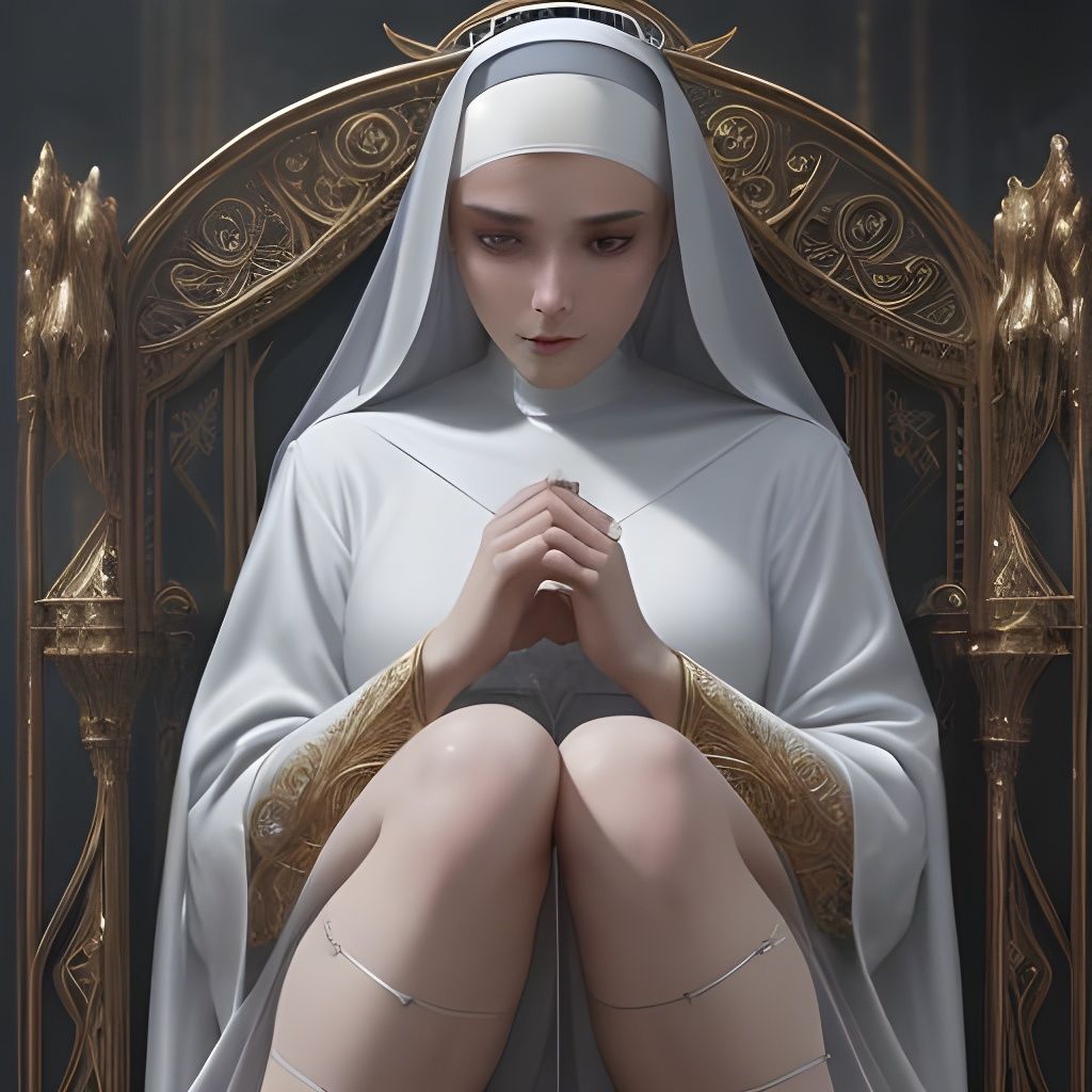 Angelic Nun Digital Painting: Precious Beauty