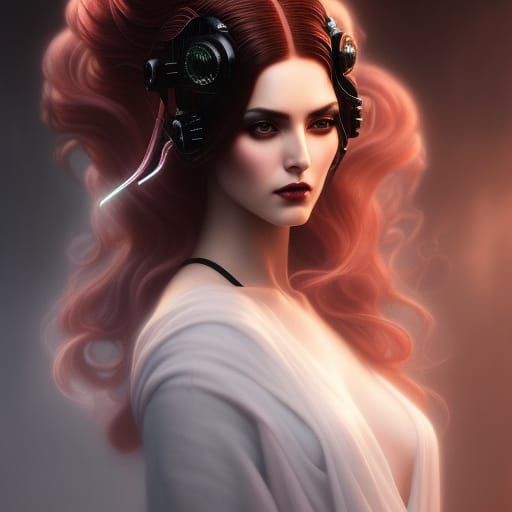 Cybernetic Woman: Fantasy Art Oil Painting