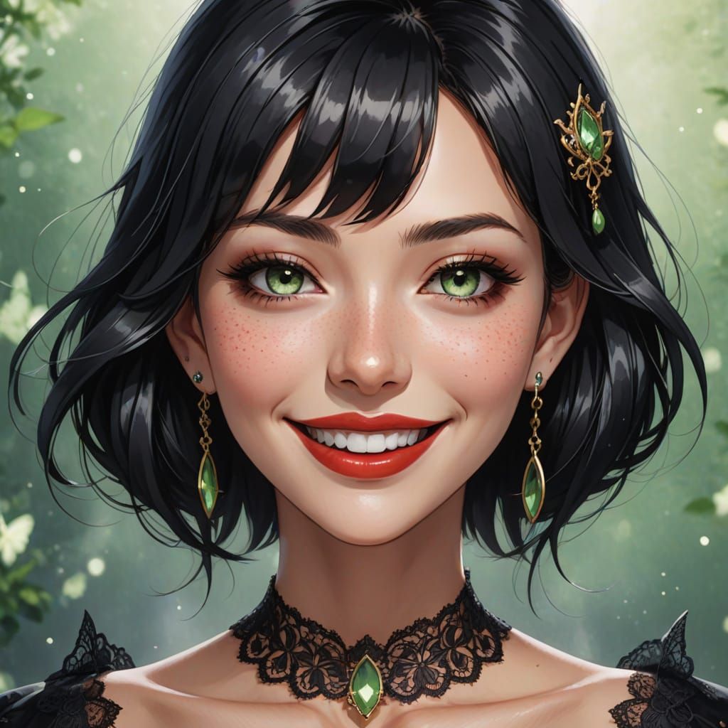 Ethereal Woman with Gothic Makeup and Anime Style