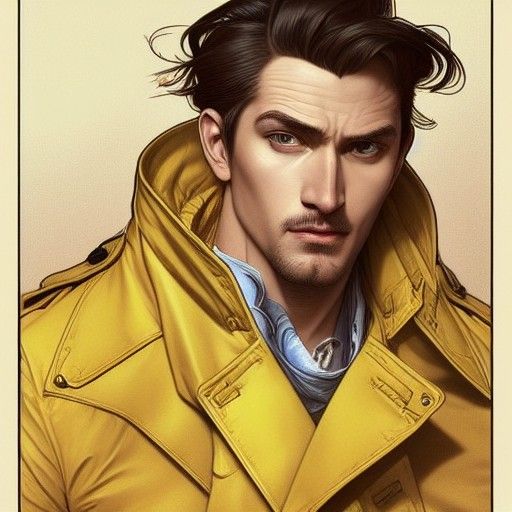 German Man in Yellow Coat, Art Nouveau Style