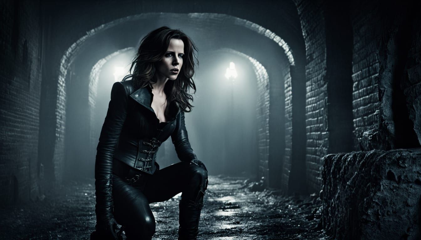 Kate Beckinsale as Gothic Vampire Queen in Dark Alley