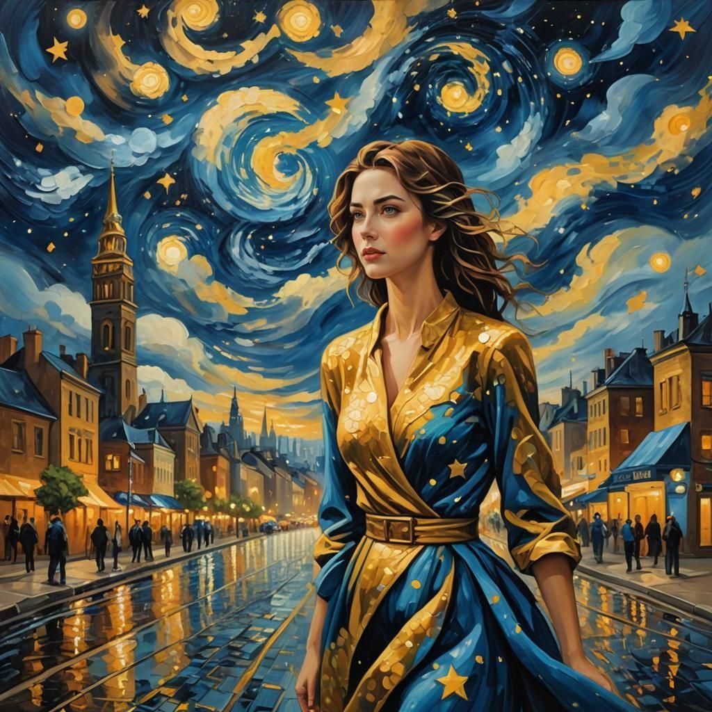 Modern Art Starry Night Interpretation