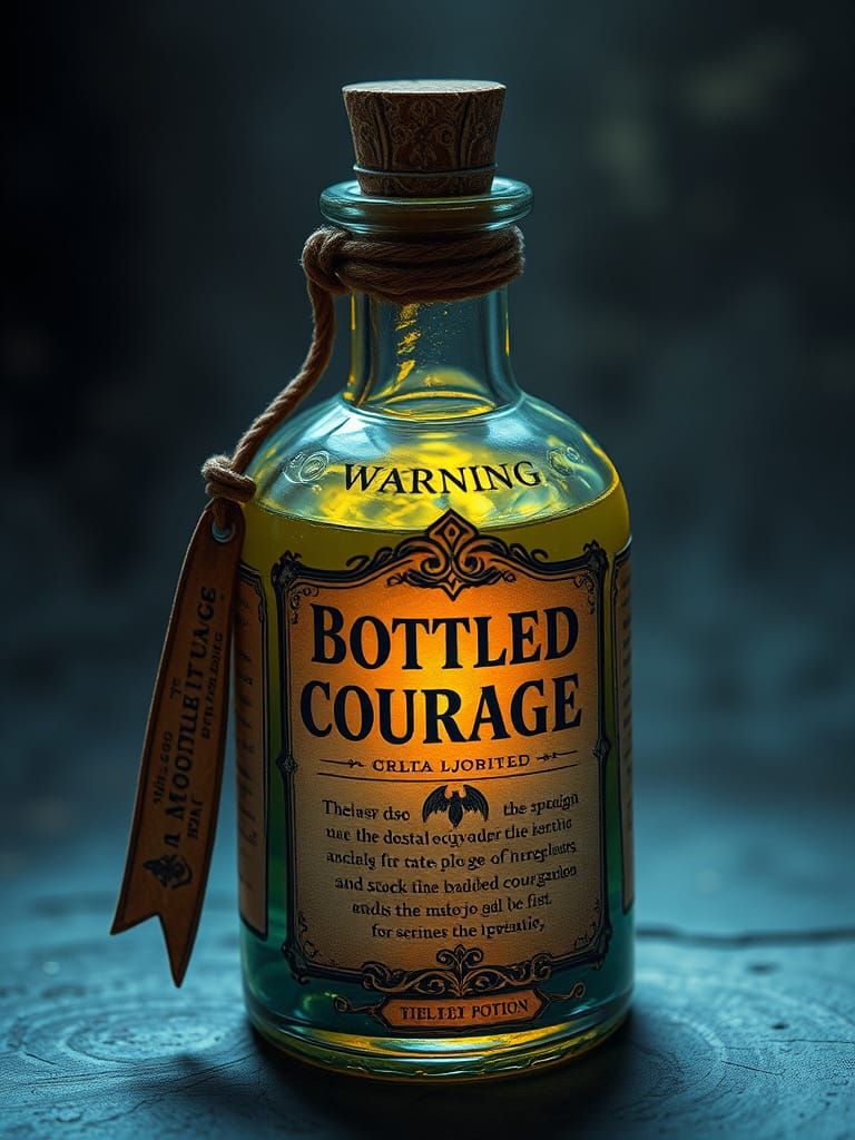 Bottled Courage in Whimsical Fantasy Art