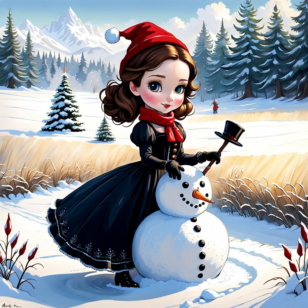 Christmas Snowman Artwork Inspired by Classic Masters