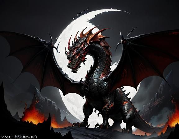 Fiery Dragon in Dynamic Fantasy Art Style