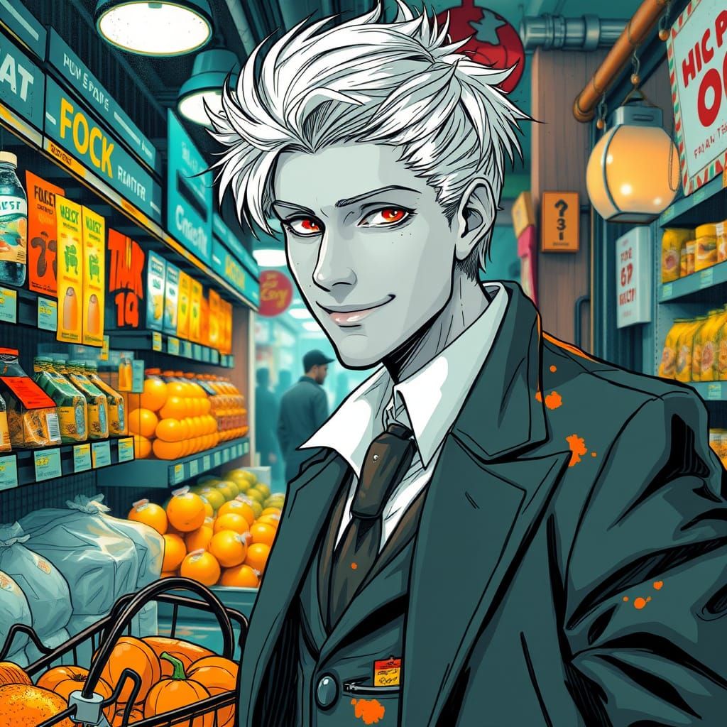 Gothic Gentleman Shops in Black and White Ink Art Style