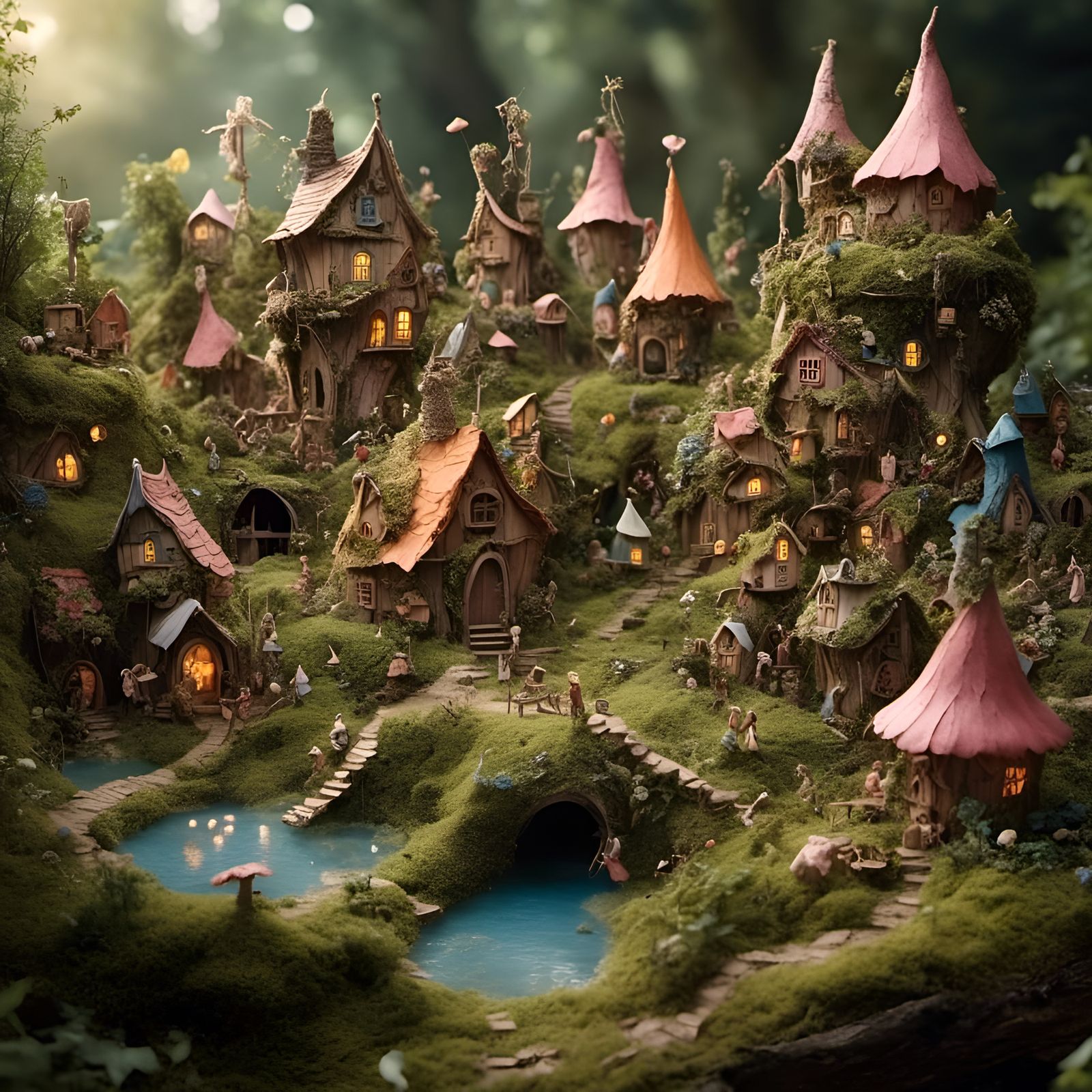 Enchanting Fairy Village in Miniature Style