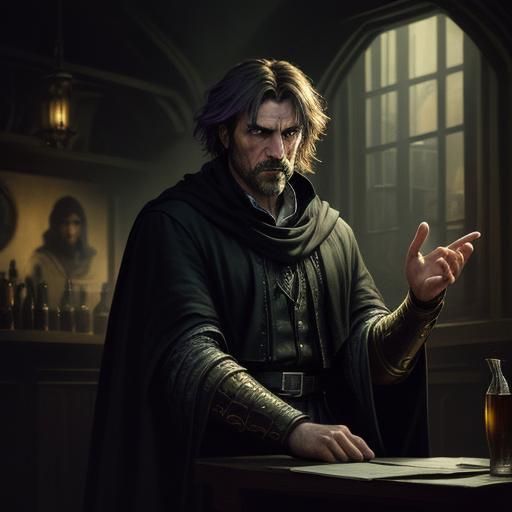 Scheming medieval fantasy villain