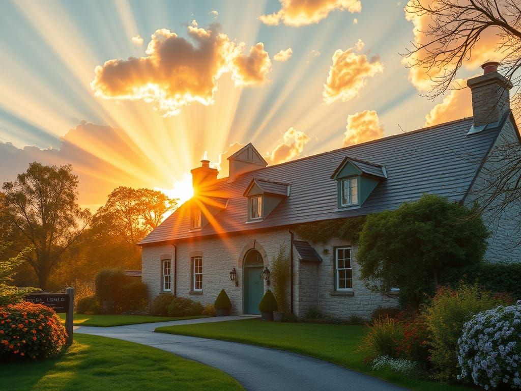 Irish School in Whimsical Sunset Light