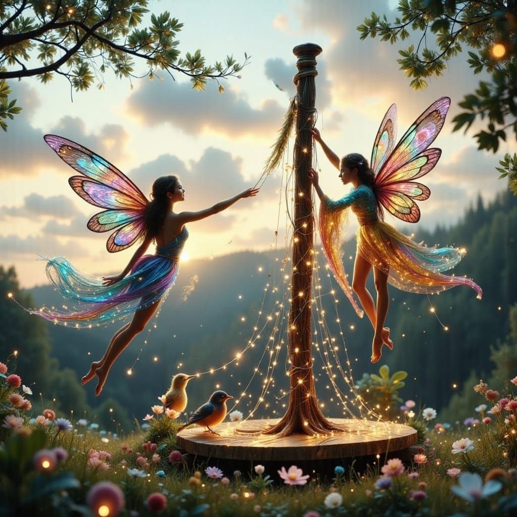 Fairies Prepare for Midsummer Party in Hyperdetailed Digital...