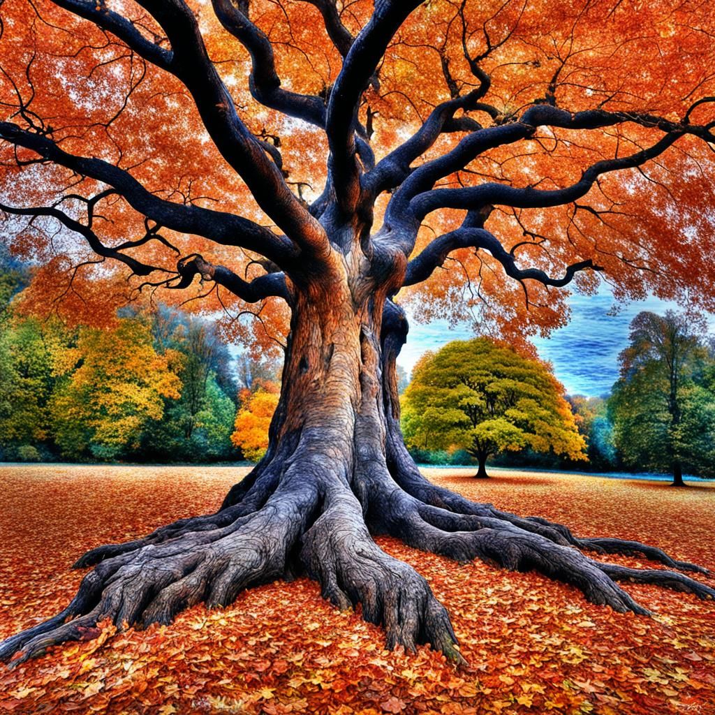 Surreal Eternity Tree in Ink and Watercolor