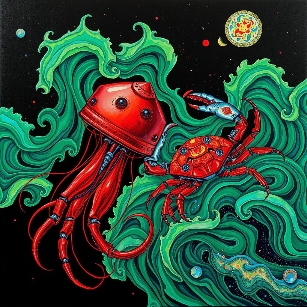 Robotic Jellyfish and Crab with Cubist Waves