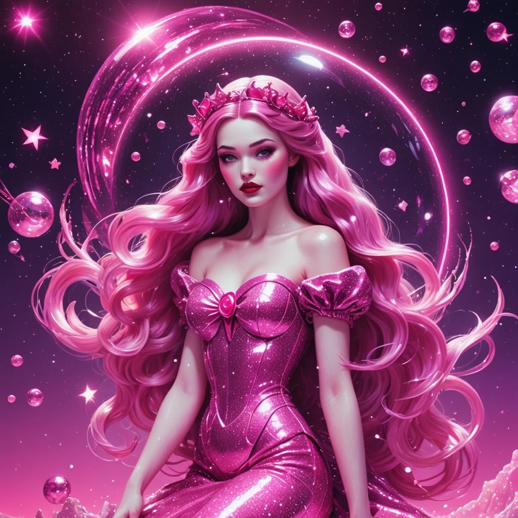 Snow White as Synthwave Space Mermaid