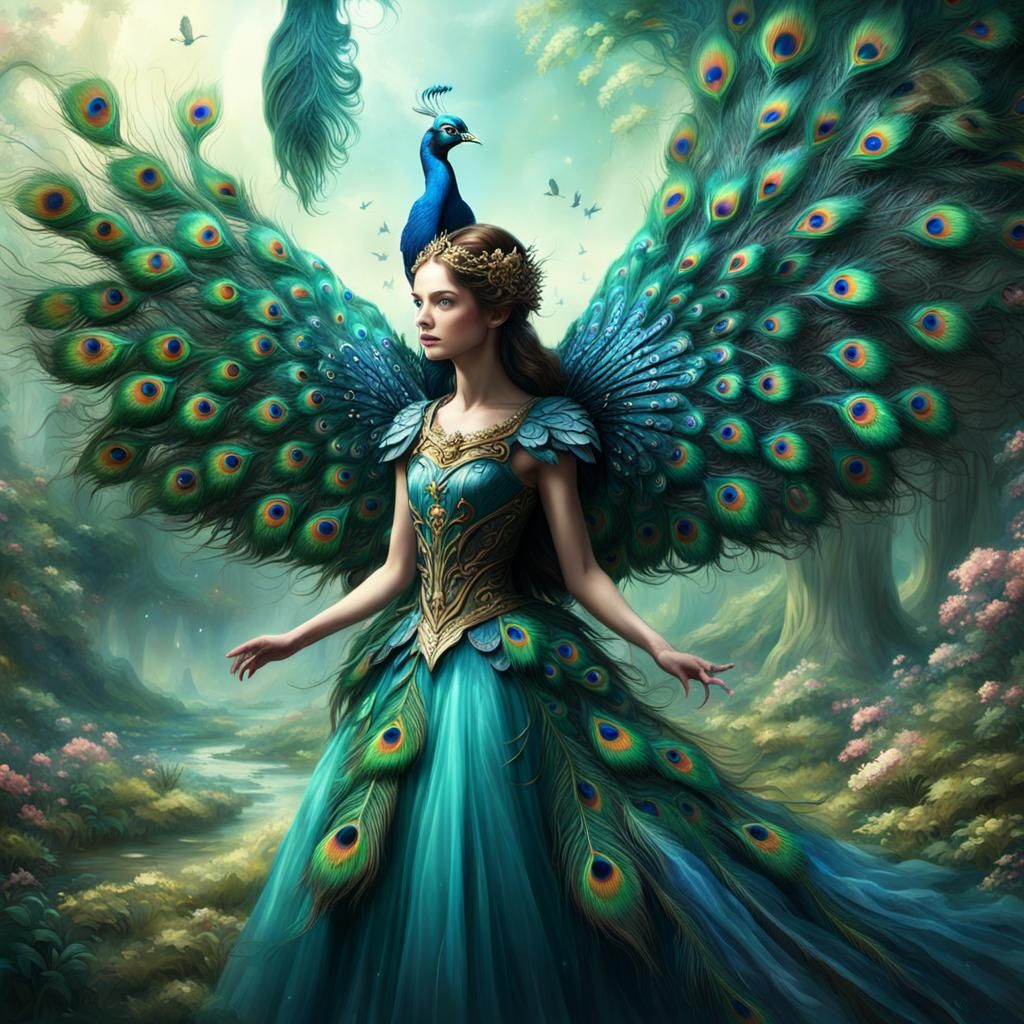 Fairy with Peacock Wings: Digital Matte Painting