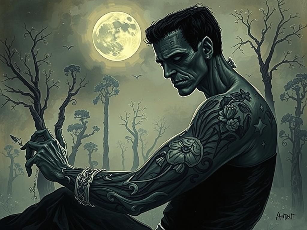 Frankenstein's Tattoo: Gothic Dreamscape Art