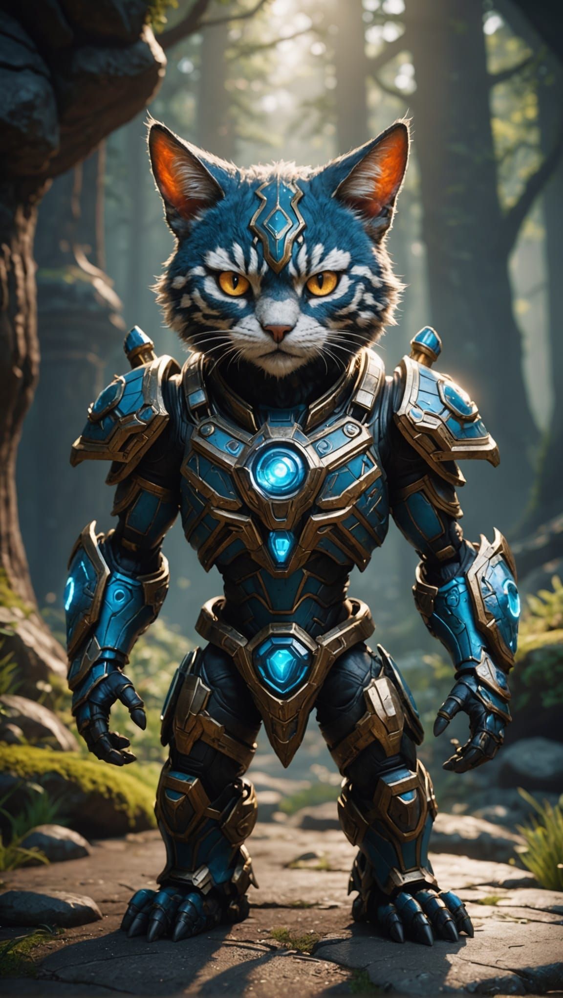 Hypnotic Cat in 3D Game Cinematic Style