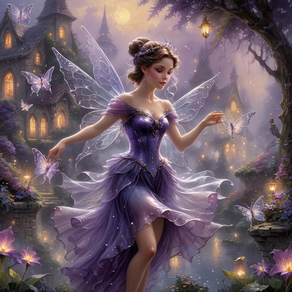 Ethereal Purple Glass Fairy in Fantasy Style